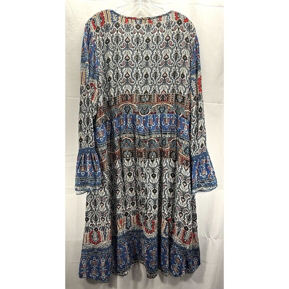 One World Womens Multi-Color Bohemian V-Neck Dress Size 2X - Picture 5 of 8
